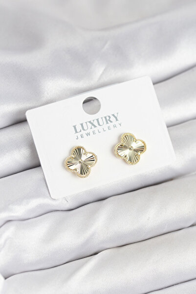 Clariss Brass Gold Color Single Clover Women's Earrings