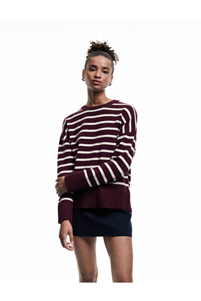 Koton Pulover tricotat cu decolteu în dungi