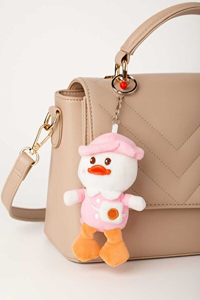 Şirin Sevimli Peluş Ördek Anahtarlık Şapkalı Çanta Süsü Hediyelik Oyuncak