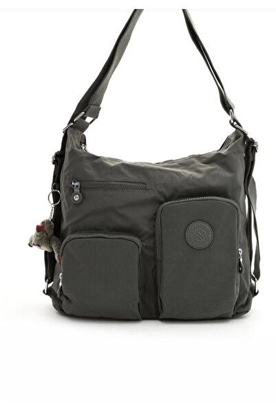 eflanmoda Women's Crinkle Fabric Multi-Compartment Shoulder and Backpack