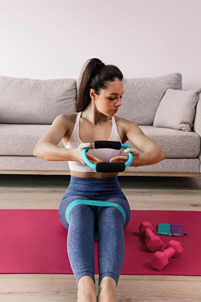 welcomein 3-Piece Pilates Set Home Fitness Resistance Rubber Pilates Circle 2X1 kg Dumbbell Home Pilates Set