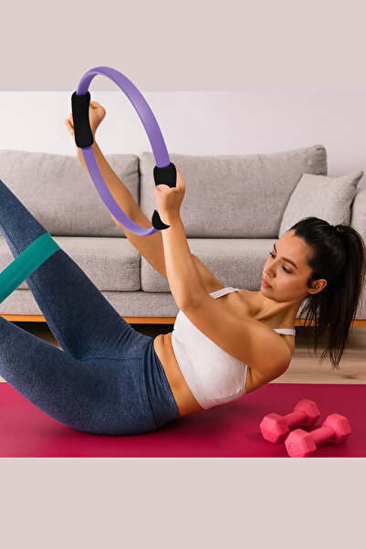 welcomein 3-Piece Pilates Set Home Fitness Resistance Rubber Pilates Circle 2X1 kg Dumbbell Home Pilates Set