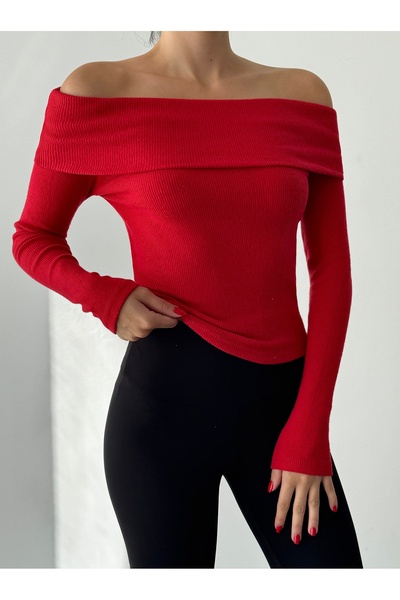 Friday Mood Women's Madonna Collar Ribbed Blouse