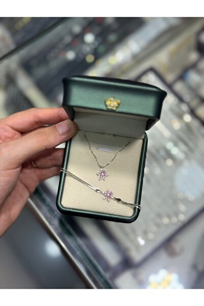 GÜMÜŞ 925 Ayar Mini Lotus Kolye - Pembe