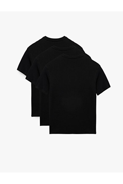 Koton Slim Fit Kısa Kollu Pamuklu Basic V Yaka 3'lü Tişört Seti