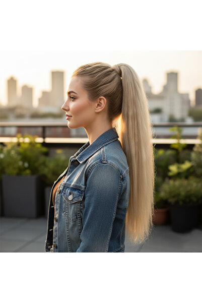 Afrodit Giyim مشبك مطاطي على شكل ذيل حصان مسطح / لون أبيض بلاتيني