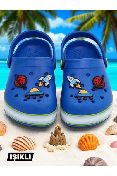 MARKABONİ Boy's Beige Non-Slip Sole Lighted Pool Beach Slippers & Sandals