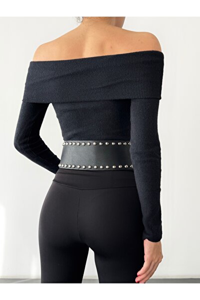 Friday Mood Γυναικεία μπλούζα με κορδόνια με γιακά Madonna