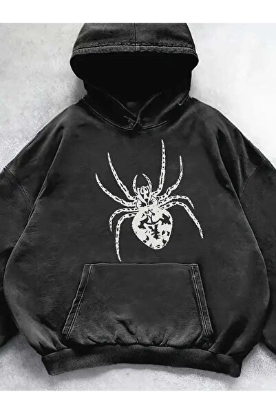 Touz Moda Прати павук друкований вінтажний капюшонний світшот