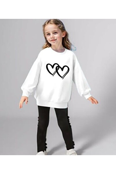 BEBEĞİME ÇORAP Детска блуза с принт на сърце на врата за момичета