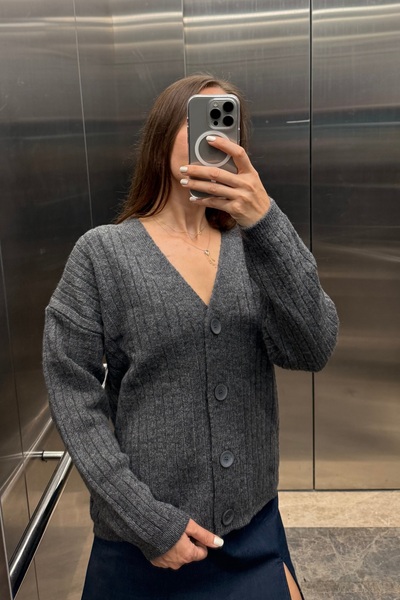 Noi Belis Basic Soft Textured Knitwear Cardigan Aw25Hi0031