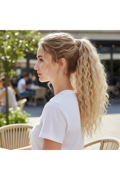 Afrodit Giyim مشبك مطاطي على شكل ذيل حصان منفوش أفريقي مموج / رغوة شعر بلاتينية