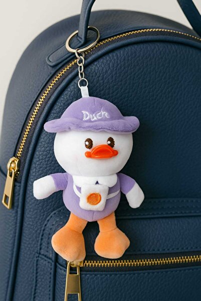Şirin Sevimli Peluş Ördek Anahtarlık Şapkalı Çanta Süsü Hediyelik Oyuncak