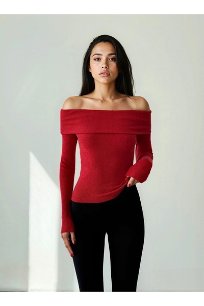 Friday Mood Women's Madonna Collar Ribbed Blouse