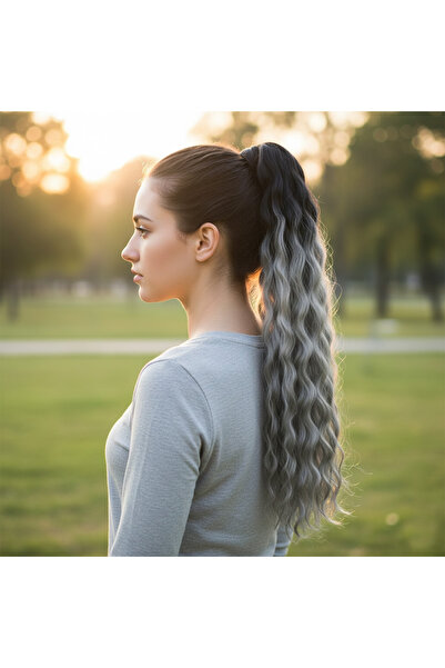 Afrodit Giyim حذاء مرن على شكل ذيل حصان منفوش أفرو مموج / أسود / رمادي متدرج