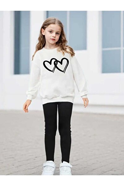 BEBEĞİME ÇORAP Детска блуза с принт на сърце на врата за момичета