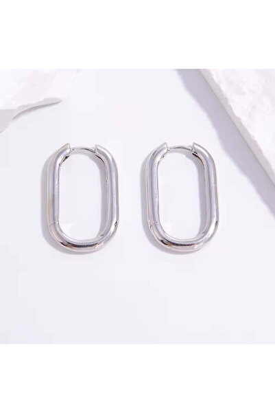 Silver berry S925 Minimalist Bohemian Oval Earrings - Silver