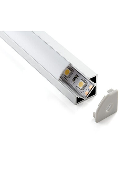 Ledarmy Köşe LED Profil Kanal Alüminyum Eloksallı 18x18mm Opak Şeffaf Pleksi Kapaklı Yan Kapak Alt Tutucu 1