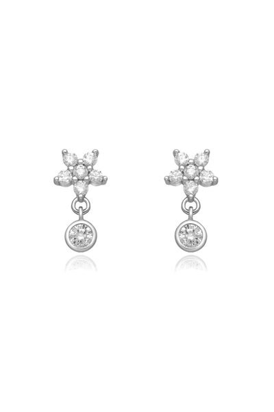 Silver berry S925 Morning Drop Flower Earrings Decorated with Simulated Diamonds