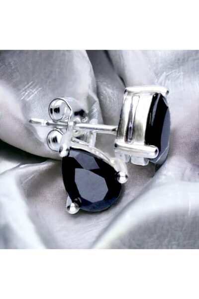 Silver berry Silver S925, Black Tear Drop Earrings
