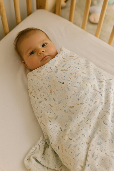 Çimen Butikk بطانية وقماط للأطفال متعددة الأغراض من الموسلين 70×80 سم، 100% ق...