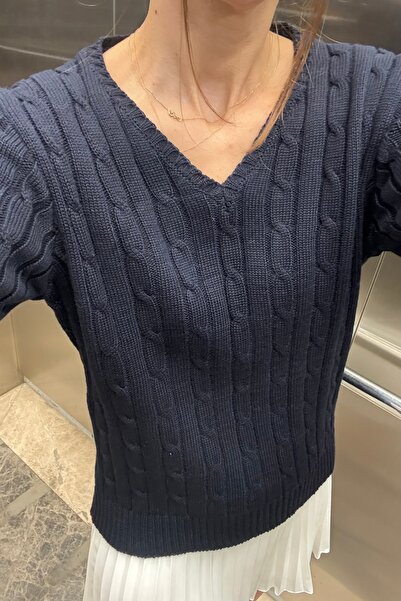 Noi Belis سترة تريكو قطنية أساسية بياقة على شكل حرف V AW25KZ0030