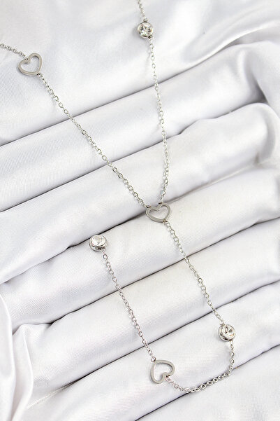 Epilons قلادة نسائية من الفولاذ 316L مرصعة بحجر الزركون على شكل قلب Y موديل ف...