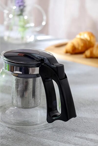 Depa Glass Teapot 900 ml Borosilicate Teapot with Black Lid