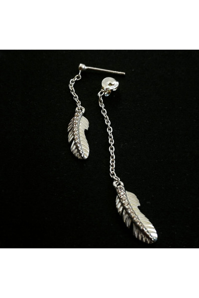 Silver berry S925 Feathers of Hope Earrings Decorated with Simulated Diamonds