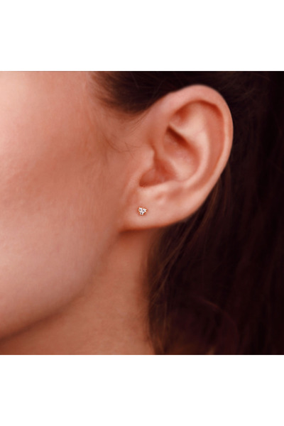 Silver berry S925 Minimalist Heart Earrings - Silver