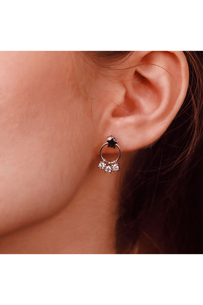 Silver berry S925 Morning Stars Earrings Decorated with Simulated Diamonds