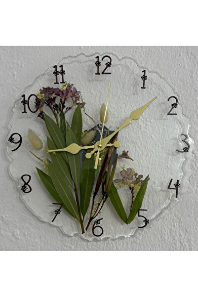 Pelince - Zakkum Floral - Epoxy Wall Clock - (Special Design - Unique Production) - 30 cm