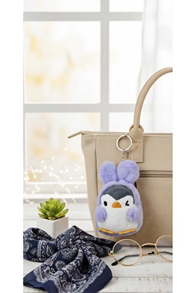 Şirin 11cm Sevimli Peluş Penguen Anahtarlık Tavşan Kostümlü - Çanta ve Anahtar Süsü Hediyelik