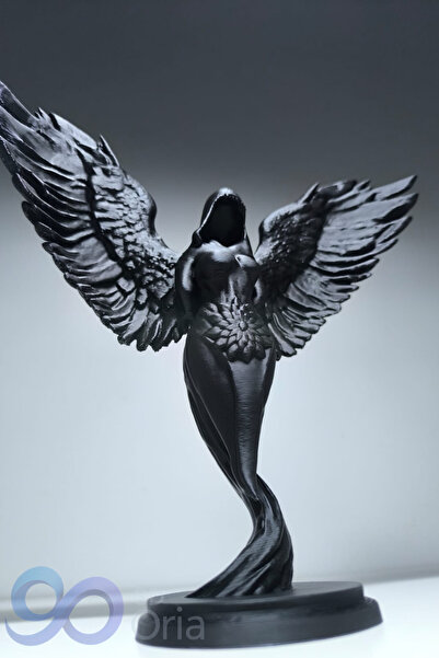 3DOria Kanatlı Özel Tasarım Melek Biblo & Heykel & Kusursuz Şıklık & 17 cm Boyutlarında Siyah