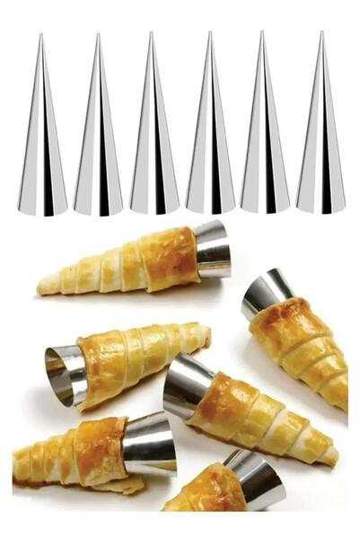 HSDemirci 6-Piece Stainless Steel Cornet Funnel Mold Croissant Dessert Pastry...