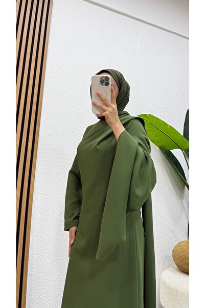 modasusev Φόρεμα Hijab με λεπτομέρεια από κρεπ και ουρά