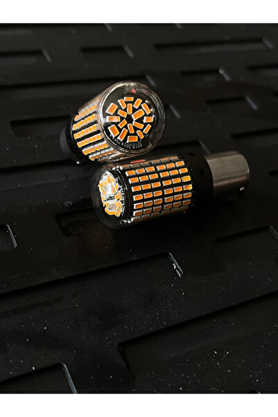 GenelTedarik 144 Ledli Amber Turuncu Led Sinyal Ampulü Led 93 Ampul 12v 2 Adet