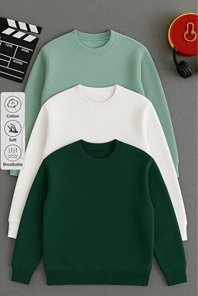 COMBİNE MİCHAİL Erkek Basic Uzun Kollu Salaş 3 Lü Sweatshirt