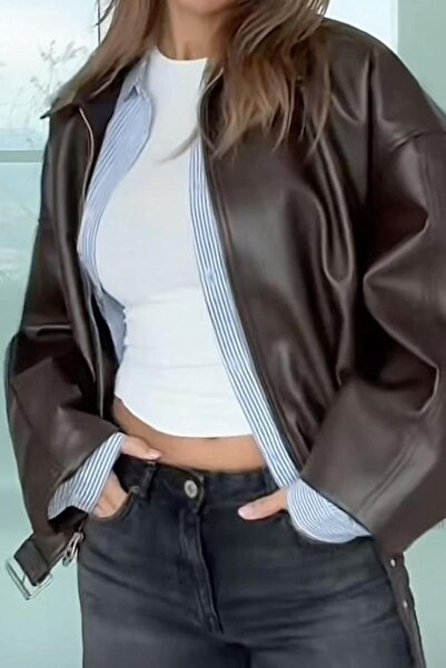 Jaglion Коротка шкіряна куртка з поясом, тренд нового сезону