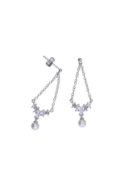 Silver berry S925 Crystal and Pearl Earrings decorated with Zirconia and Natural Pearl