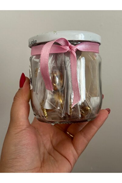 SERENİTY AKSESUAR 5 adet çelik silver kolye içeren takı kavanozu sürpriz kavanoz