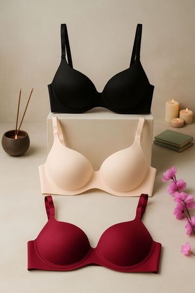 Genel Markalar Bordo Lazer Kesim Yarım Destekli Balensiz Sütyen