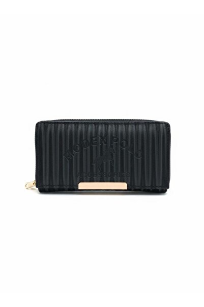 FABRİCA WEAR Women's Black Gold Detailed Embossed Lettering Mini Wallet with ...