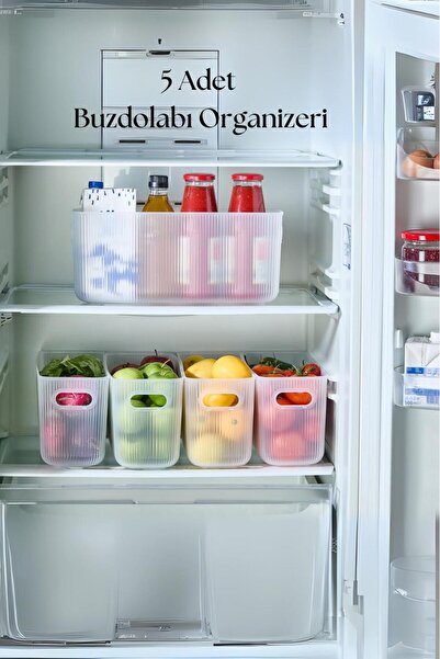 Depa 5-Piece Transparent Refrigerator Organizer & Refrigerator Organizer 7.5 Lt