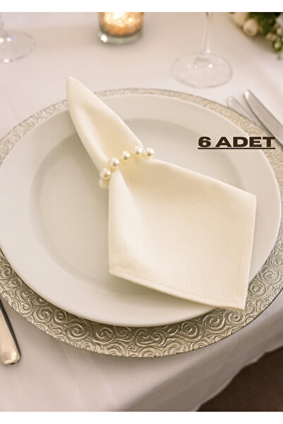 MACROMEKİDS 6 Adet İnci Yüzük Peçete Yüzüğü Sunum Yüzüğü Sofra Sunum Çeyiz S...