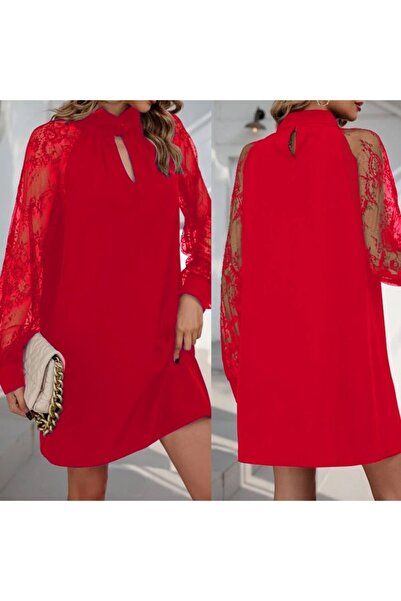 ARONA Equri̇ Women's Long Sleeve Sandy Mini Dress with Drop Detail