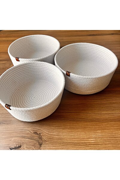 8 Ekim Tasarım Atölyesi سلة، سلة من القش متعددة الأغراض مكونة من 3 قطع، سلة خبز، سلة مطبخ، سلة هدايا