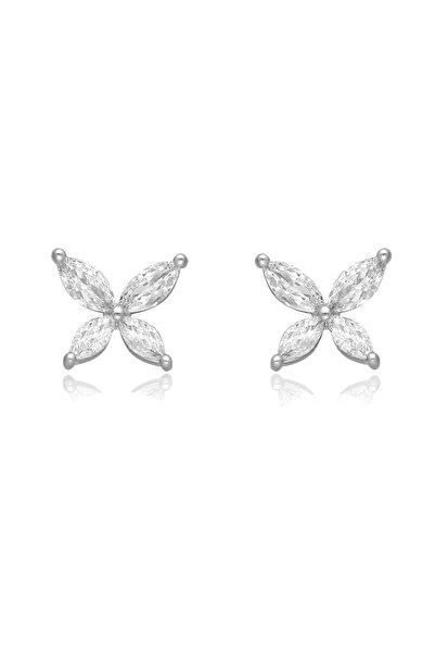 Silver berry S925 Kristal Butterfly Earrings Decorated with Simulated Diamonds