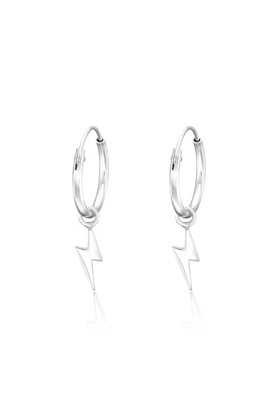 Silver berry S925 Lightning Earrings - silver hoops
