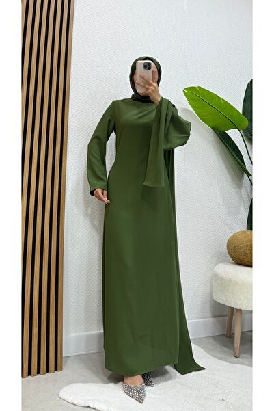 modasusev Φόρεμα Hijab με λεπτομέρεια από κρεπ και ουρά